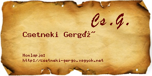 Csetneki Gergő névjegykártya